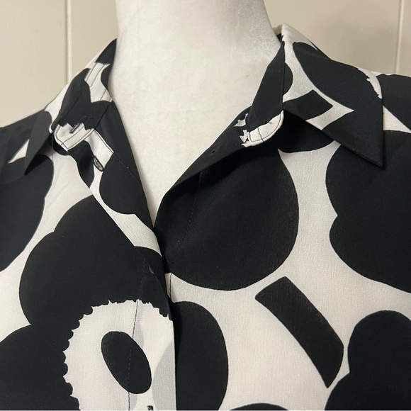 Marimekko GABRO PIENI UNIKKO blouse Long sleeve Black and off white Floral Top - Picture 7 of 13